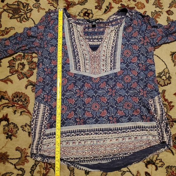 Lucky Brand Floral Woodblock Print Peasant Blouse - Picture 15 of 16
